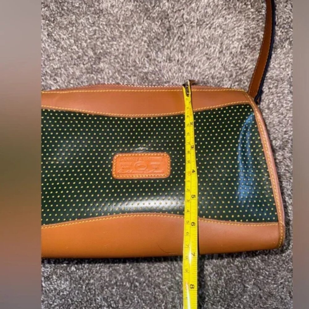 Dooney & Bourke Cabrio Leather Green/Brown Perforated Leather Crossbody Vintage - Picture 7 of 16